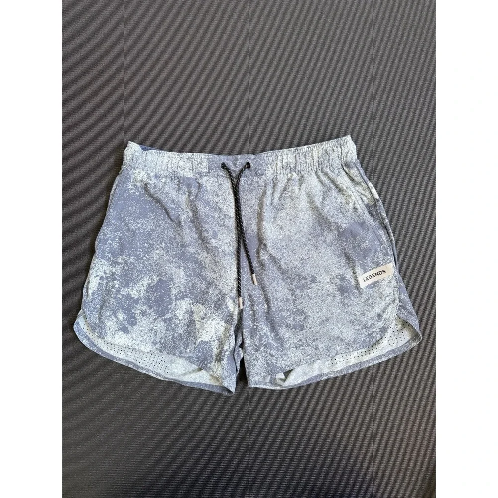 Legends Men's Workout Luka Shorts Lined Gray Camo Size L 5in Inseam